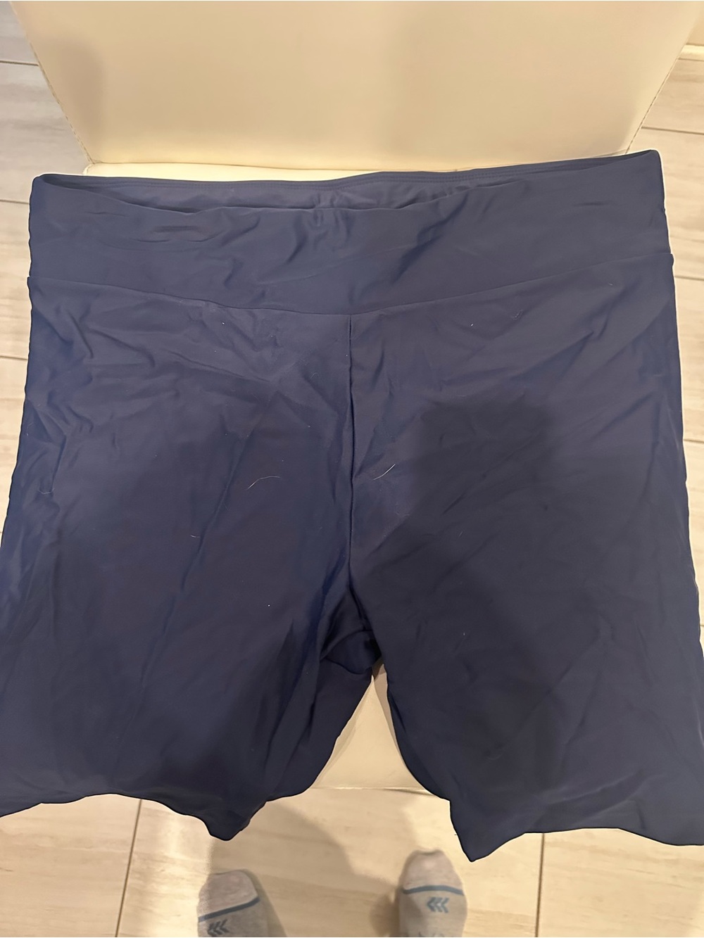 Navy High-Waist Swim Shorts